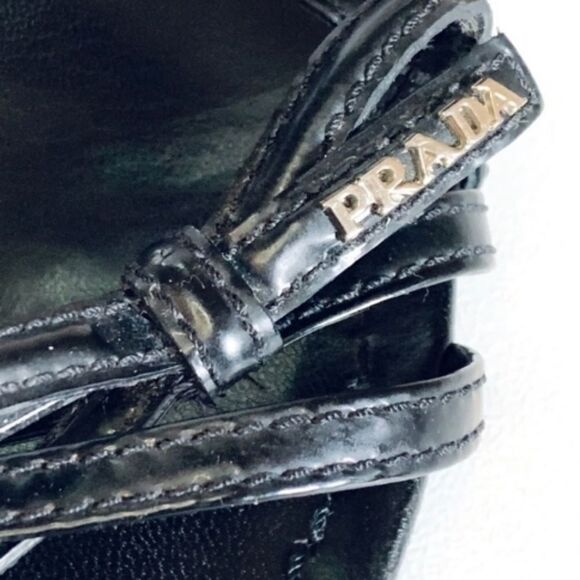 Prada Vernice patent bow slingback wedge S… - Picture 11 of 13